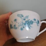 Large vintage Limoges France Giraud porcelain cup with blue flower pattern