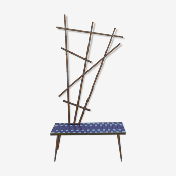 Mosaic tiles and bamboo plant table