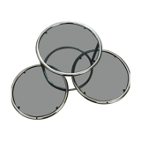 Vintage round coffee table in smoked glass and 3 removable metal trays 1970