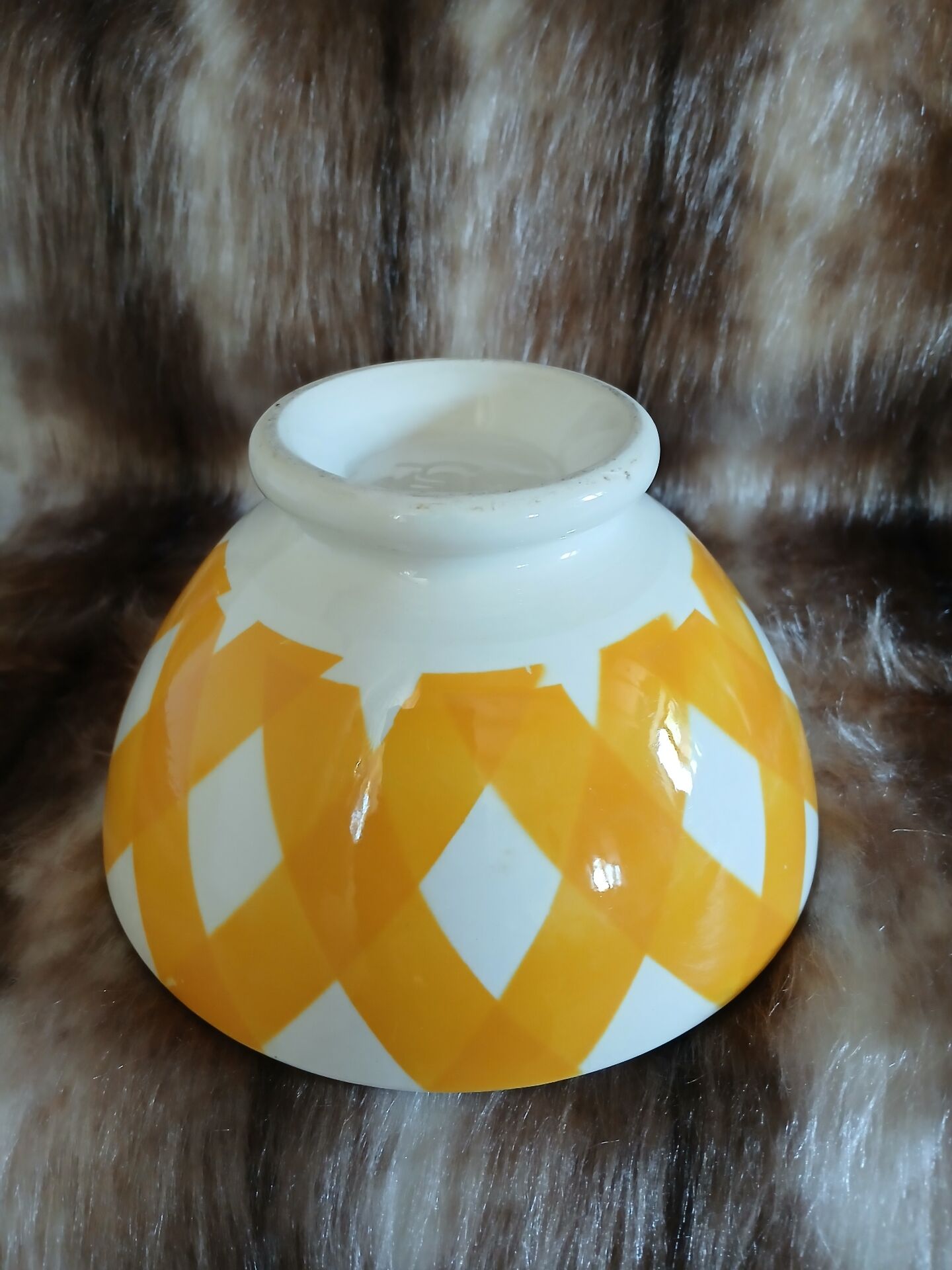 Old Sarreguemines bowl, Scottish pattern.