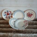 6 mismatched antique deep plates