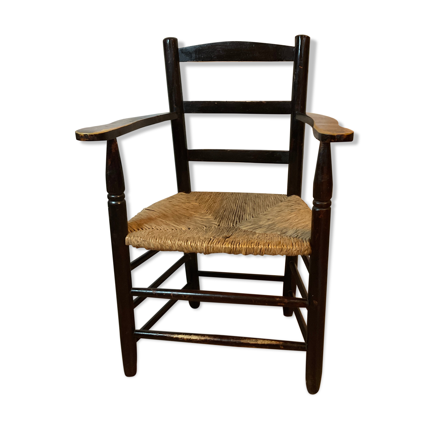 Design armchair of the 20th in straw