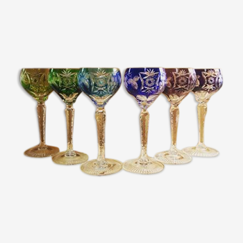 Set de 6 verres en cristal style Bohème de Beyer ou Saint Louis