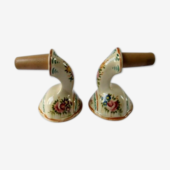 Pair wall lamp earthenware porcelain luminaire candle holder