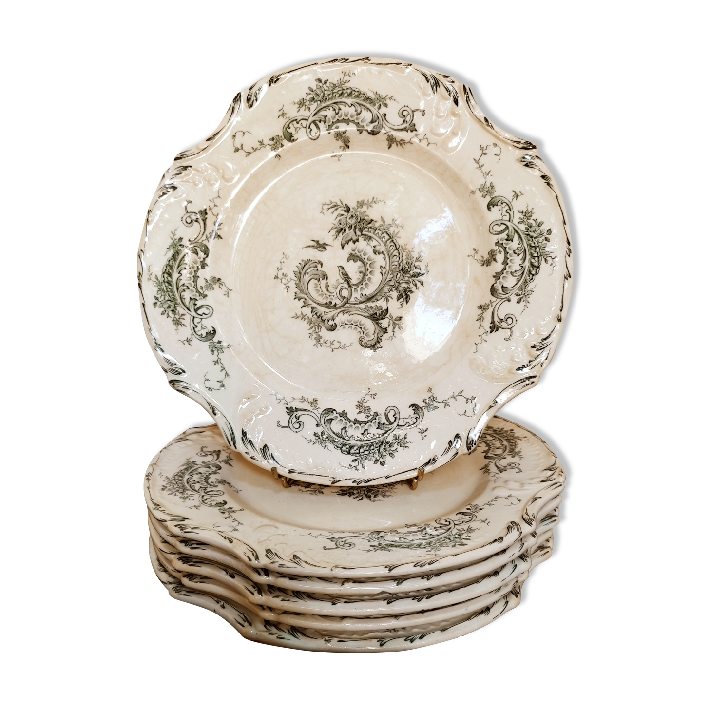 6 flat earthenware plates by Gien