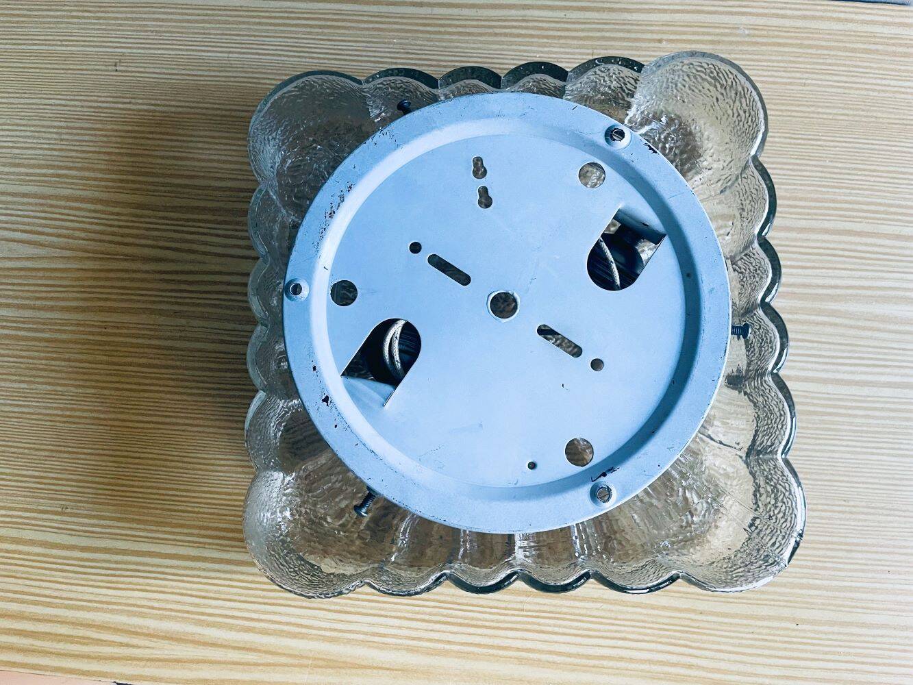 Spanish square textured glass flush mount lamp