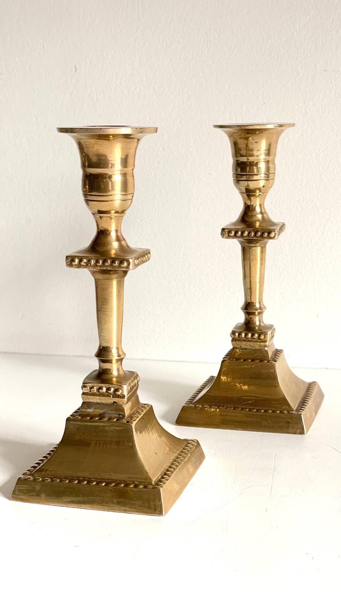 Pair of Vintage INDIA Solid Brass CANDLE HOLDERS