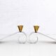 Pair of brass and chrome-plated metal candlesticks