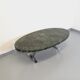 Vintage oval coffee table in stone and chromed metal from the 70s