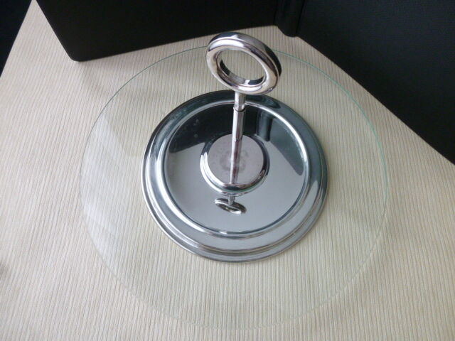 Glass and silver metal cheese platter