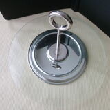 Glass and silver metal cheese platter
