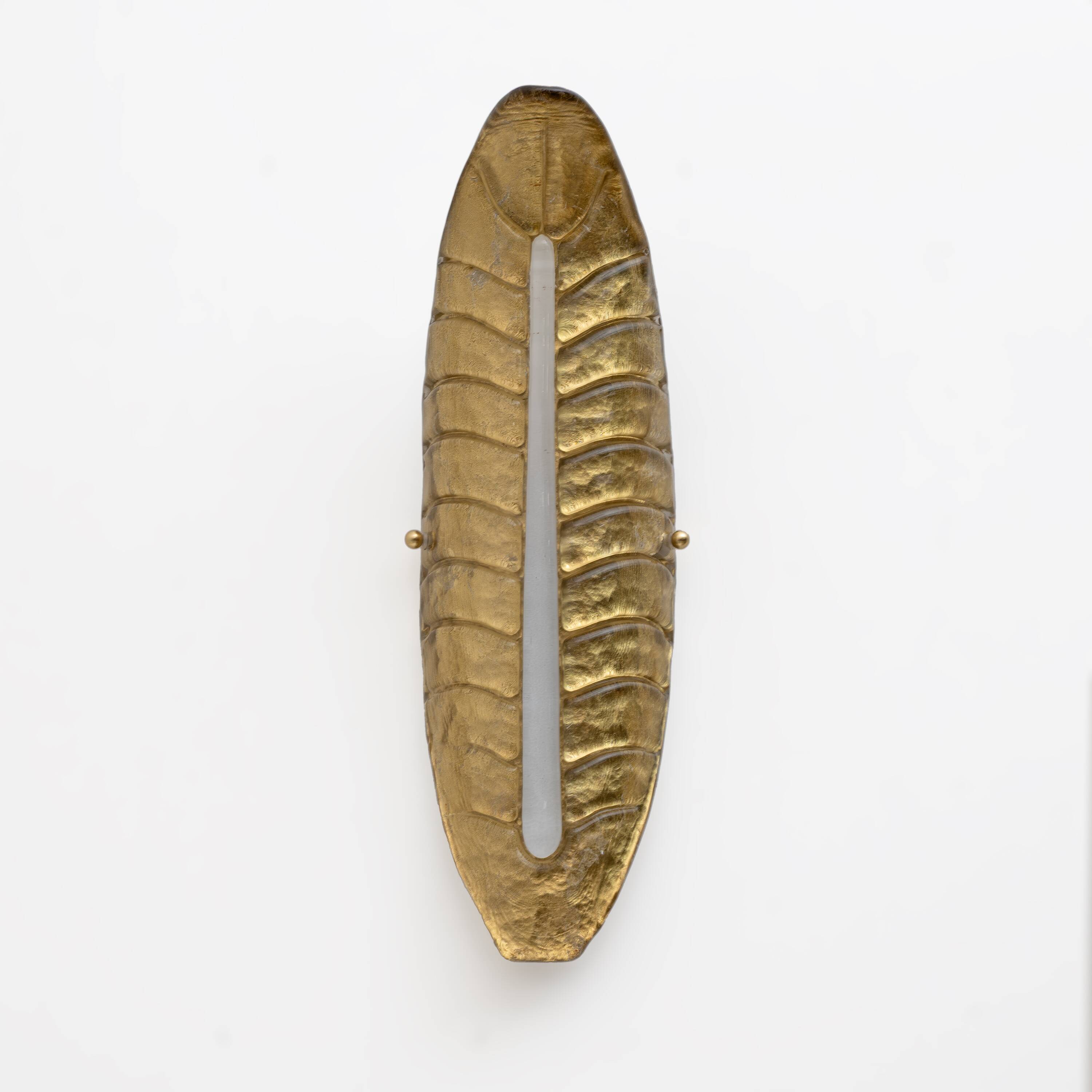 Pair of Modern Murano Glass Gold Leaf Sconces