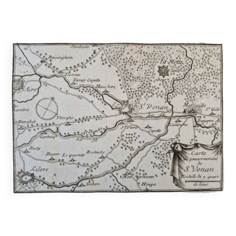 17th century copper engraving "Map of the government of Saint Venan" By Pontault de Beaulieu