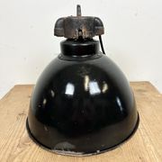 Industrial Bauhaus Black Enamel Pendant Lamp, 1930s