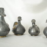 Set of vintage tin and brass duck boxes