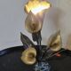Metal sculpture lamp with golden calla lilies – 1970s