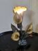Metal sculpture lamp with golden calla lilies – 1970s