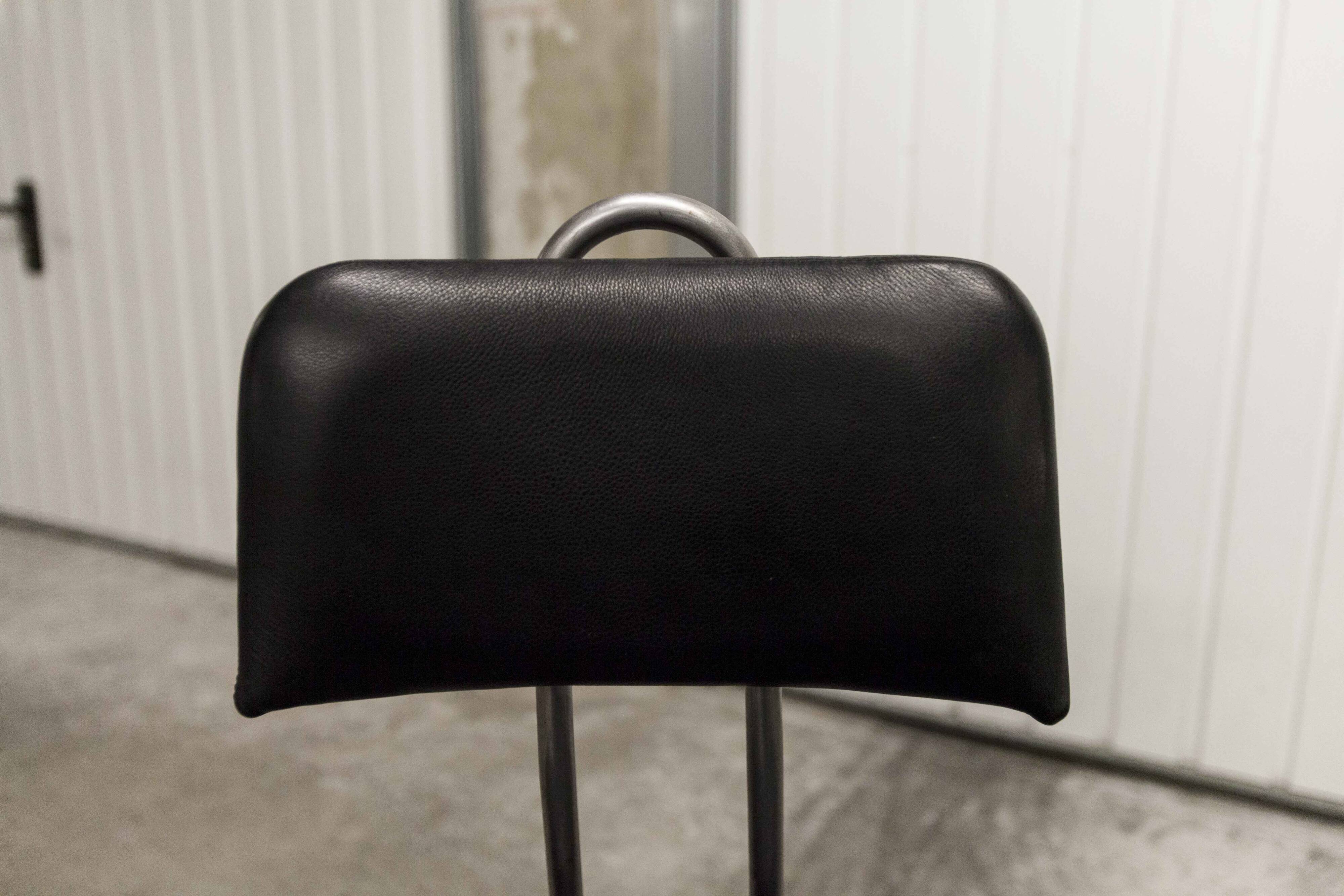 Pair of French Army telegraph operator's swivel chairs, new leather