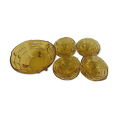 Saladier - 8 vintage yellow smoky glass cups