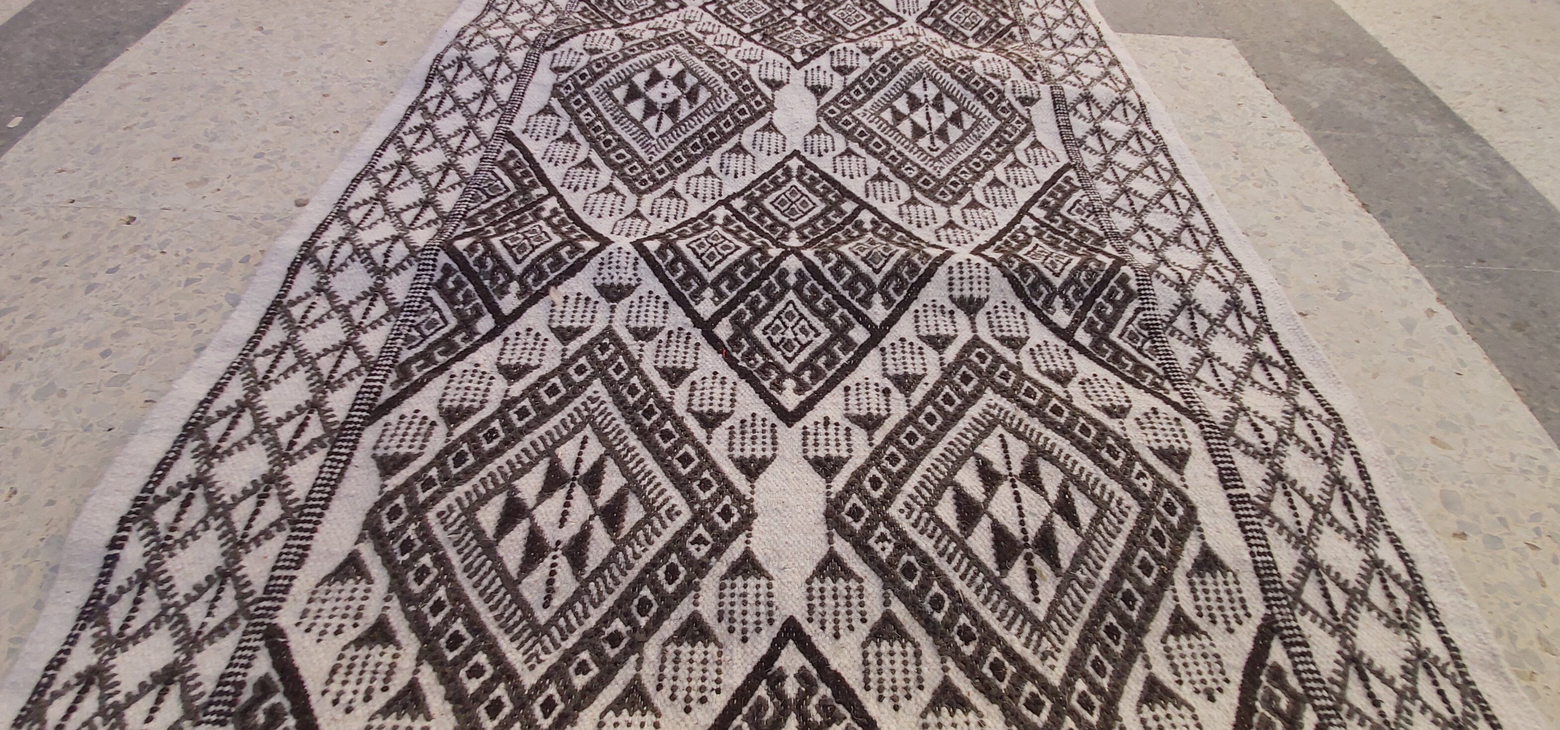 Carpet kilim white and grey corridor 308-95cm