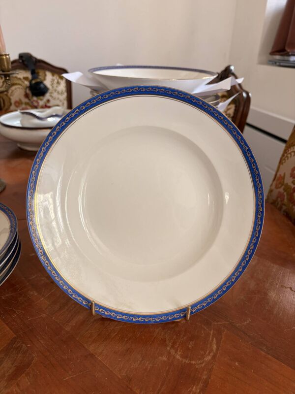 Lot 6 Assiette Creuse Porcelaine Limoges Bleu Doré Betoule & Legrand France