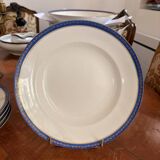 Lot 6 Deep Plates Limoges Porcelain Blue Gold Betoule & Legrand France