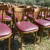 Set of 41 bistro chairs seated red skaï
