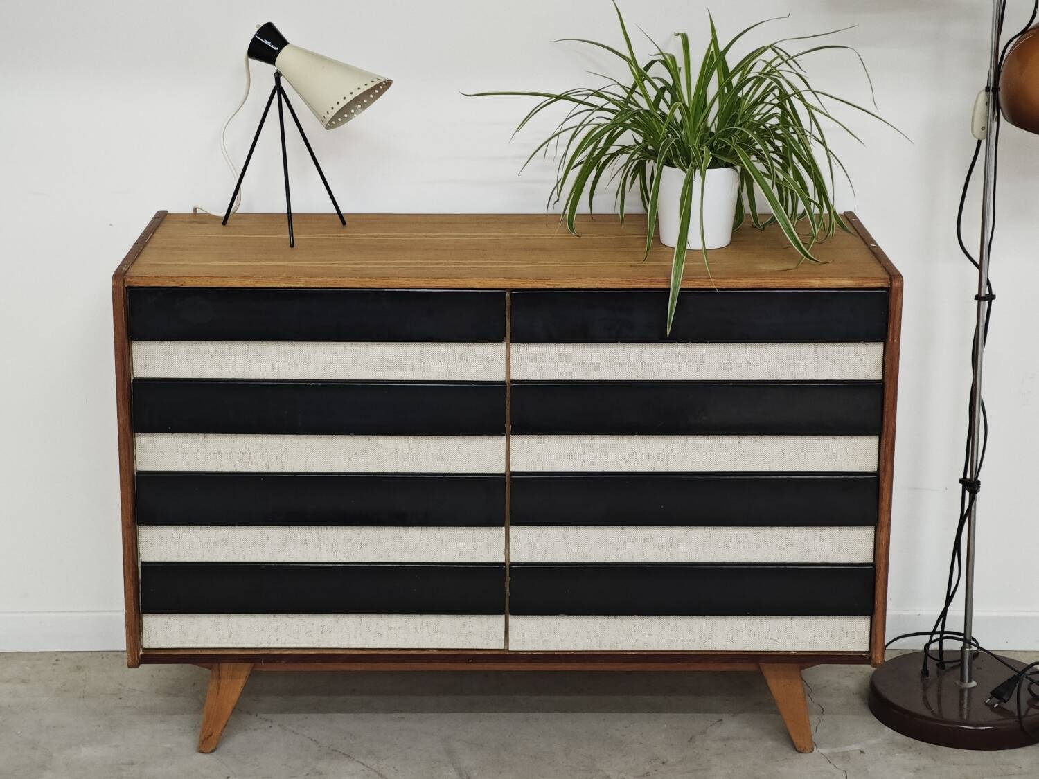 Wooden commode U 453 black and white by Jiri Jiroutek for Intérier Praha