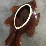 Plat à compartiments pour apéritif en céramique de vallauris  forme de poisson vintage 34 cm