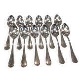 12 silver-plated metal teaspoons by Apollo silversmiths, decorated with fillets, 14.2cm
