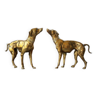 Duo de statuettes chiens en laiton