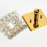 Small 70s Palwa brass ceiling or wall lamp with faceted crystal stones
