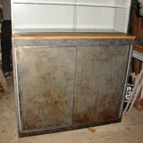 Buffet or Bookcase 2 bodies in polished and varnished steel circa 1960