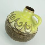 Vase strehla rda fat lava cruche glaçure de lave brune avec modèle jaune 9017