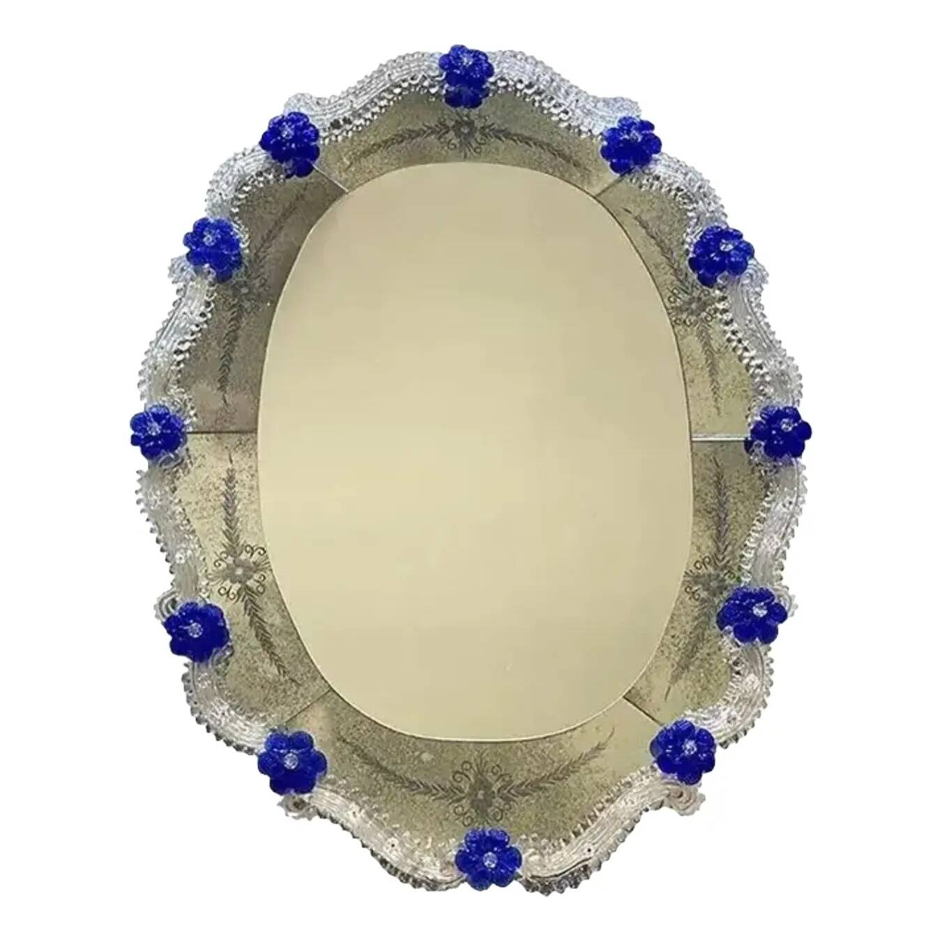 Vintage Simoeng Hand-Carved Venetian Oval Mirror