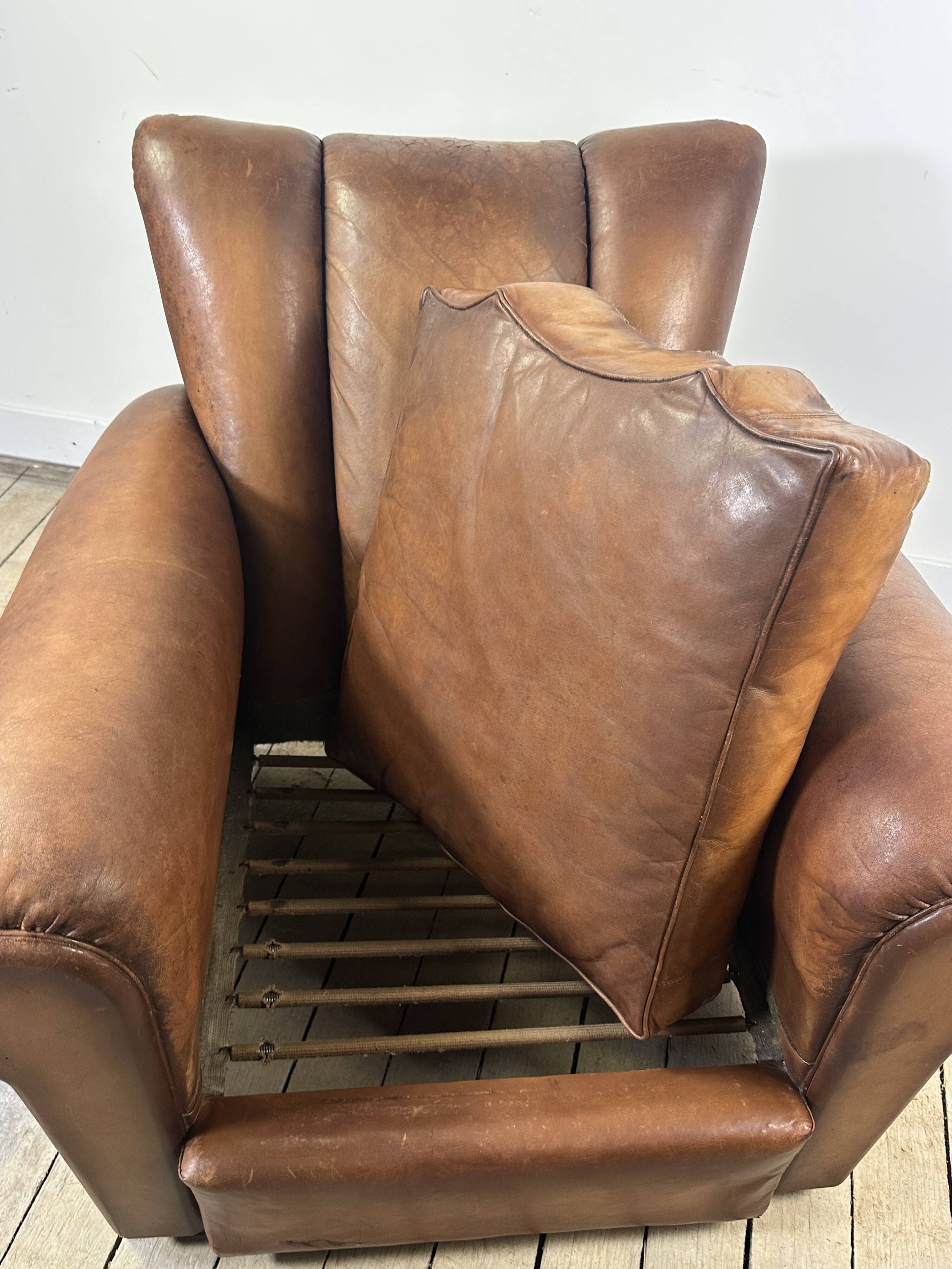 Vintage Leather Club Armchair from the 1950s