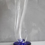 Crystal vase in the shape of horn of plenty, signed lVV