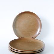 Set of 4 large flat plates in stoneware, Brenne stoneware, 1970.