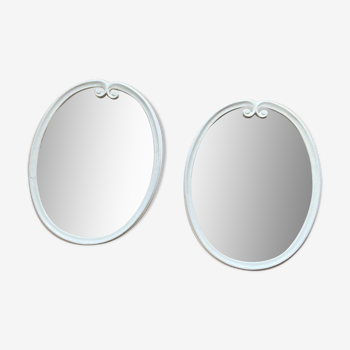 Paire de miroirs oval en métal 39x49cm