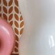 Table lamp in white opaline glass, peanut shape, Ikea.