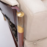 Beige Midcentury Lounge Chair with Ottoman Model "Sella" by Carlo de Carli