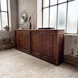 XL oak workshop sideboard with sliding doors from 1900
