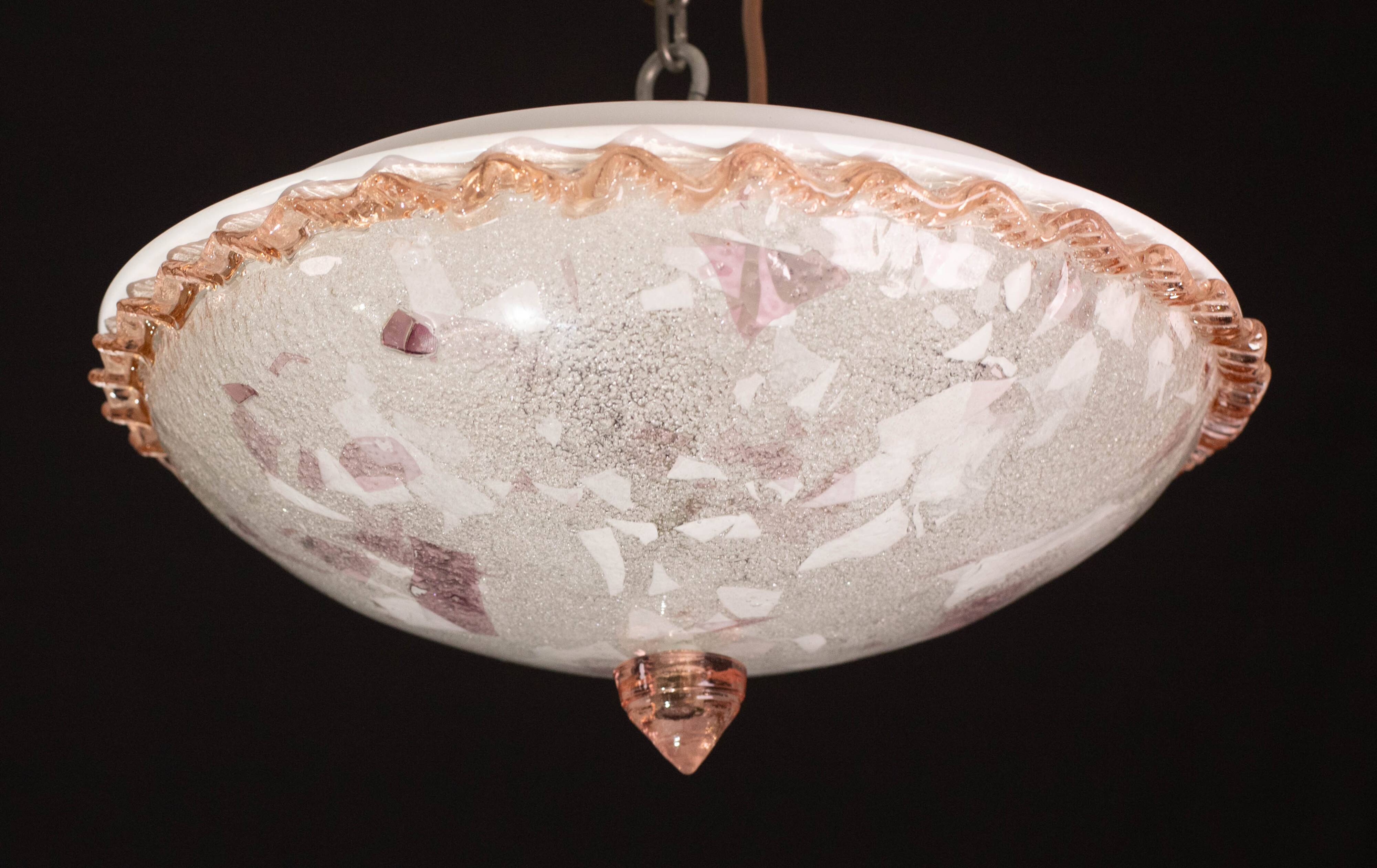 Charming Italian Multicolor and Pink Murano Glass Ceiling Fixture, Murano,