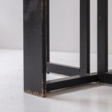 Extendable dining table with architectural base, Belgium 1960s. This folding table features two exte