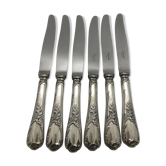 6 Christofle knives, Marly model, silver metal