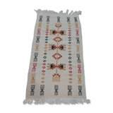 Tapis blanc à motifs berbères fait main en laine