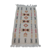 White carpet with berber patterns handmade in wool