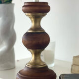 Wood and brass candle holder 1970