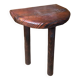 Vintage half moon wooden tripod milking stool #a580