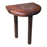 Vintage half moon wooden tripod milking stool #a580